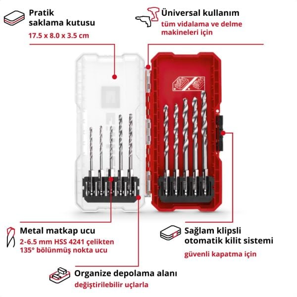 Einhell Metal delme uç seti 10 parça, S-CASE kutu - 49108723
