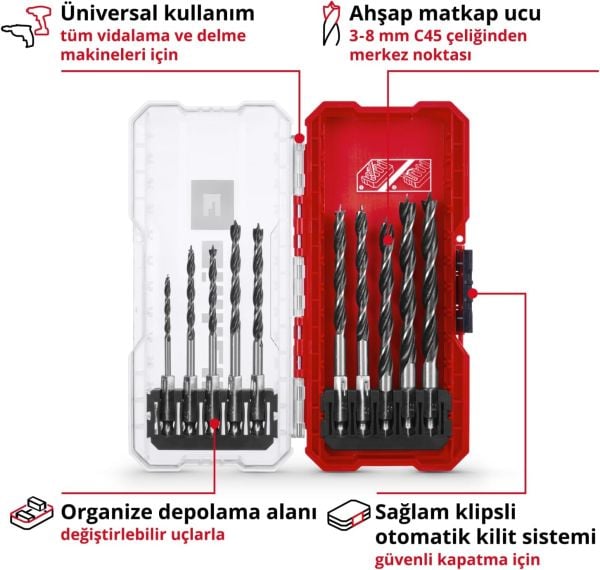 Einhell S-CASE 10 Parçalı Ahşap Matkap Ucu Seti - 49108733