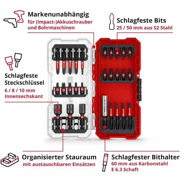 Einhell Bits uç seti 28 parça, S-CASE kutu - 49108703