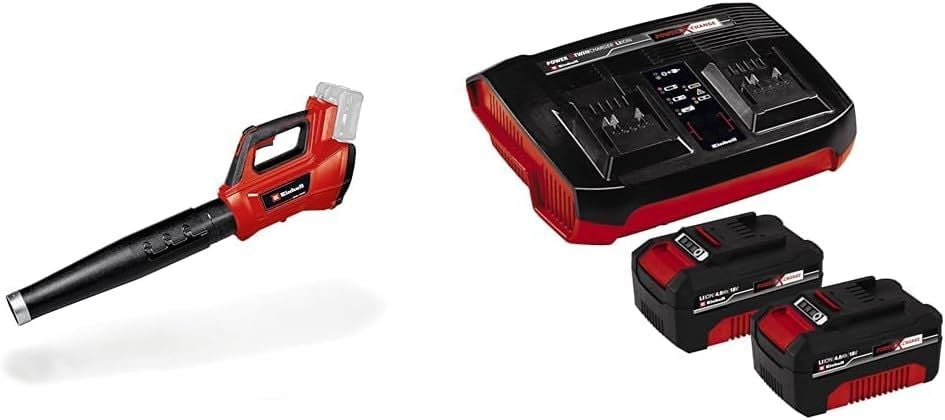 Einhell GP-LB 36/210 Li E -  Akülü Üfleme ve Einhell 18V 2x4,0 Ah PXC Twincharger Kit, Akü & Şarj Cihazı