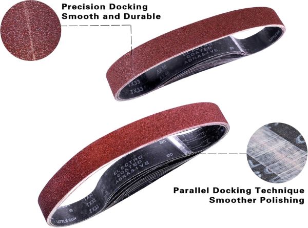 Sonsuz Band Zımpara bantları 50 x 686 mm, zımpara bandı seti, 5 adet 60/80/120  kum