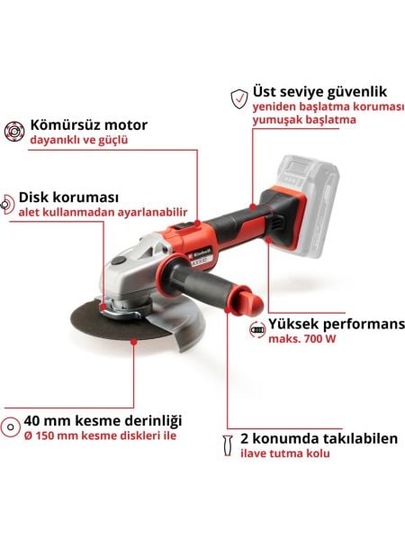 Einhell AXXIO 18/150 - Solo, Akülü Avuç Taşlama (Akü ve şarj cihazı dahil değildir)